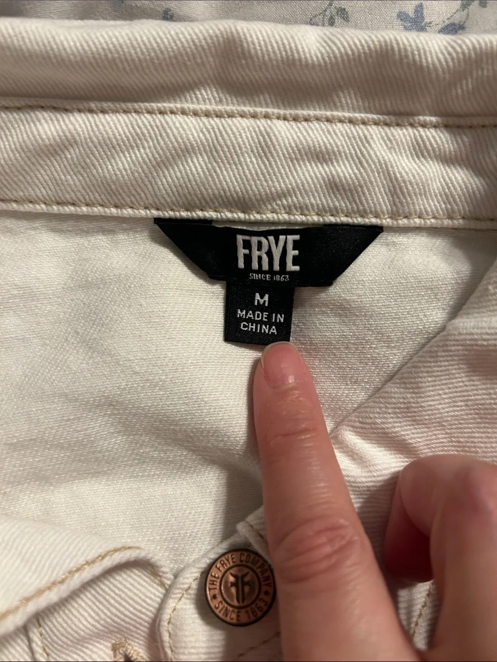 NWOT Frye Cream Button-Front Denim Shirt Jacket